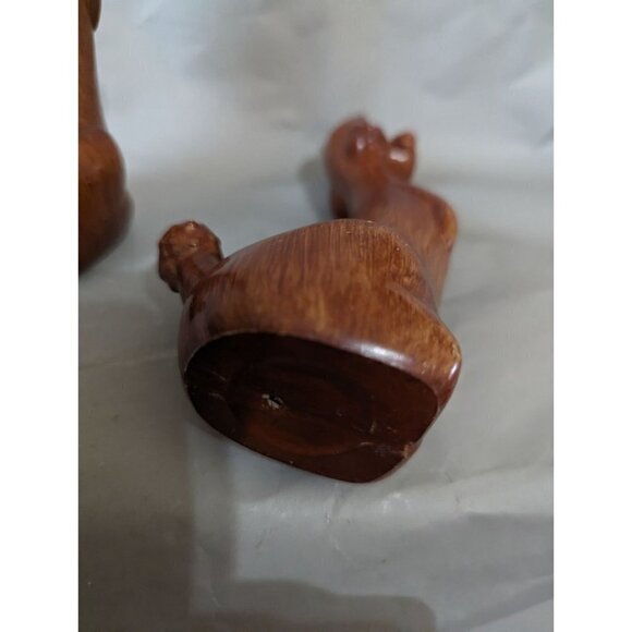 Vintage Poodle figurine MCM Long Neck Faux Wood Jeweled Eyes 6 in set of 2 - Picture 6 of 7